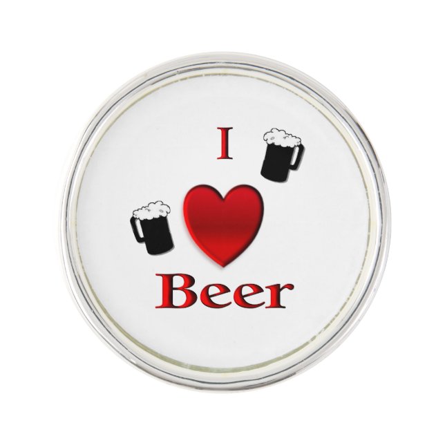 I Heart Beer Design Lapel Pin (Front)