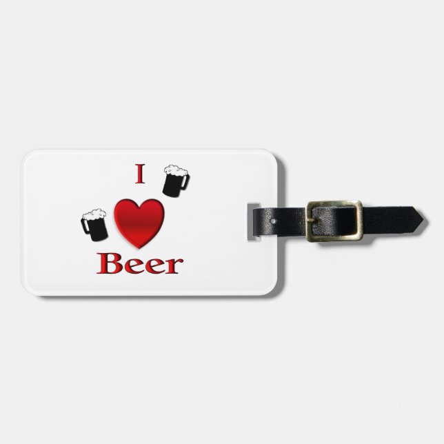 I Heart Beer Design Luggage Tag (Front Horizontal)