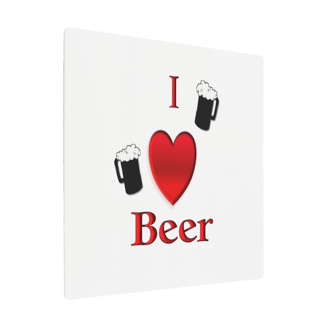 I Heart Beer Design Metal Print (Angled)