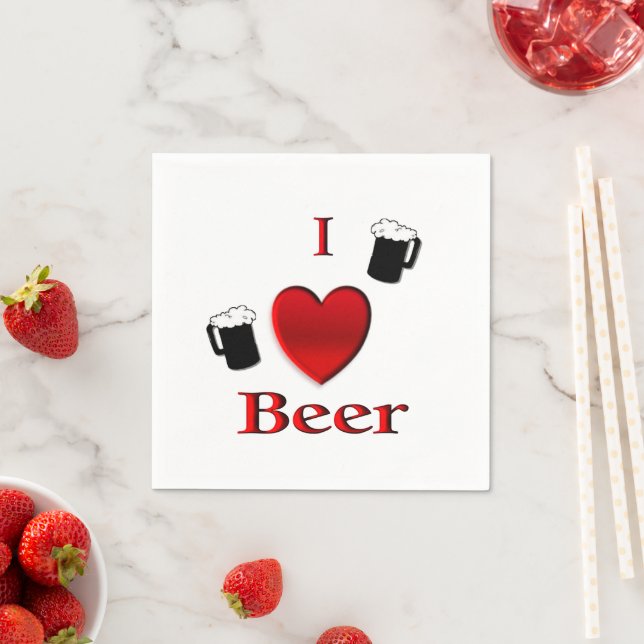 I Heart Beer Design Napkins (Insitu)