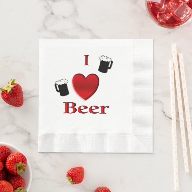I Heart Beer Design Napkins (Insitu)