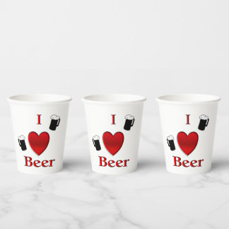 I Heart Beer Design Paper Cups