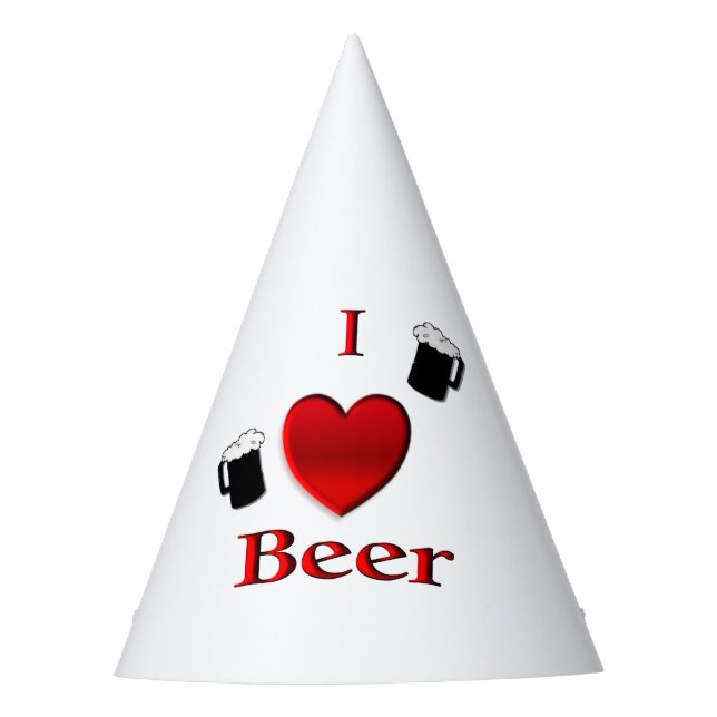 I Heart Beer Design Party Hat (Front)