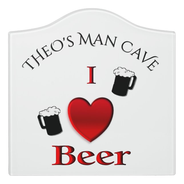 I Heart Beer Design Personal Door Sign (Large Crest Front)