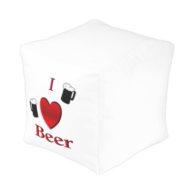 I Heart Beer Design Pouf (Angled Front)