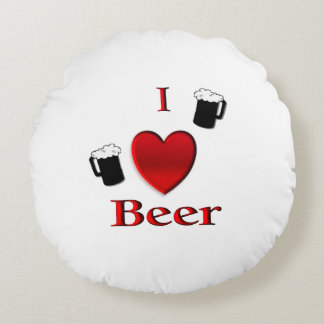 I Heart Beer Design Round Pillow