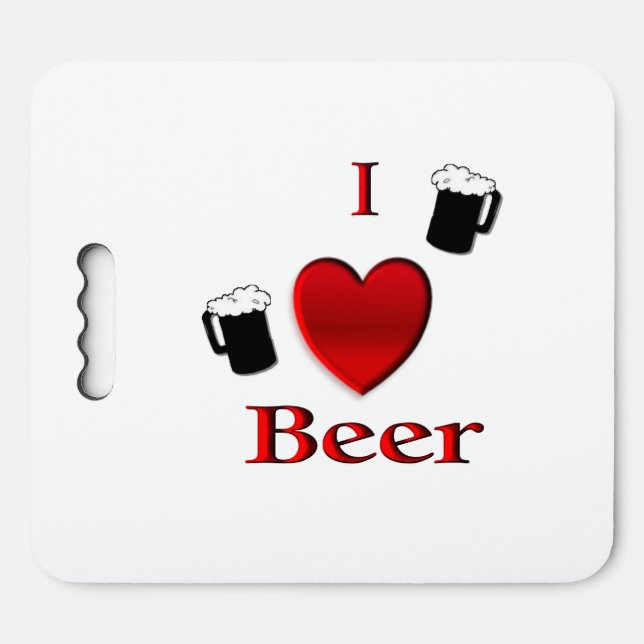 I Heart Beer Design Seat Cushion (Front Horizontal)