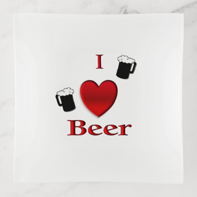 I Heart Beer Design Trinket Tray (Front)
