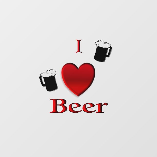 I Heart Beer Design Window Cling (Sheet)