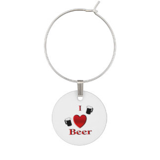 I Heart Beer Design Wine Charm
