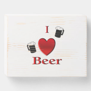 I Heart Beer Design Wooden Box Sign