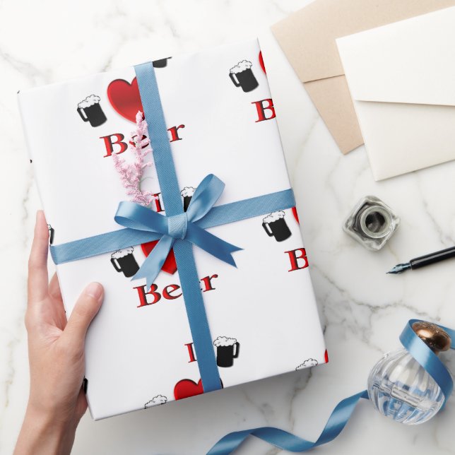 I Heart Beer Design Wrapping Paper (Gifting)