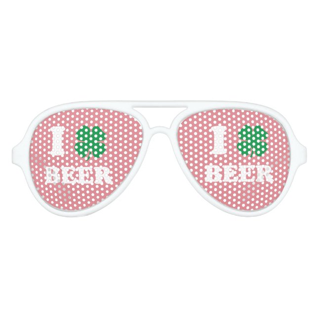 I Heart Beer Pink Aviator Sunglasses (Front)
