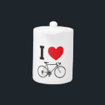 I Heart Bicycle Teapot<br><div class="desc">I Heart Bicycle Design in black, white and red.</div>