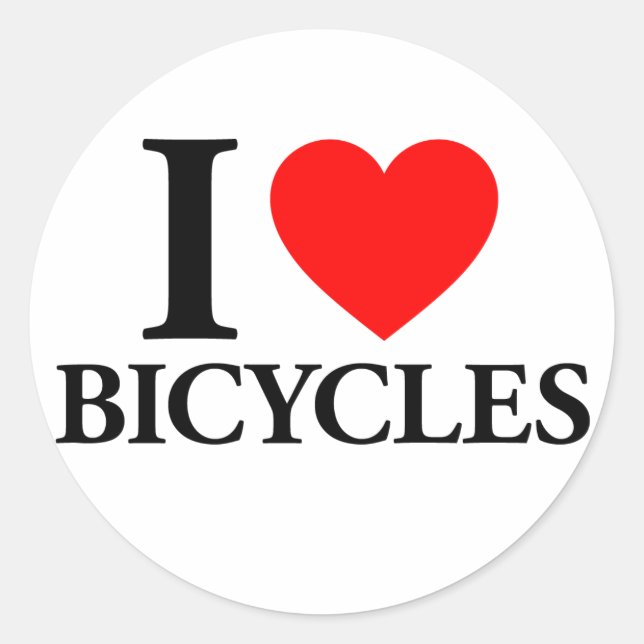 I Heart Bicycles Classic Round Sticker (Front)