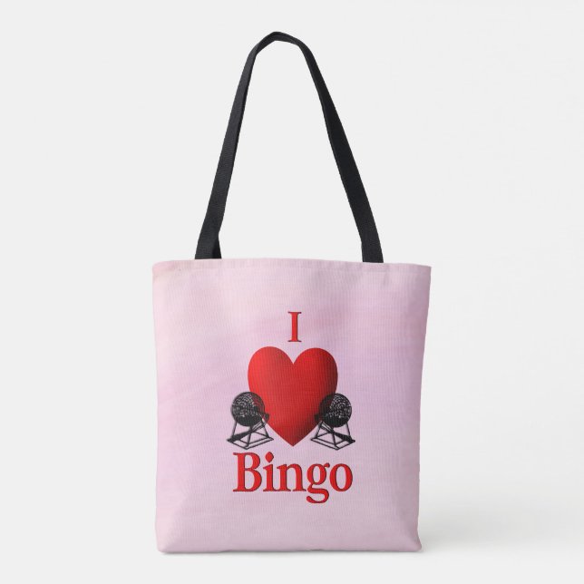 I Heart Bingo Pink Tote Bag (Back)