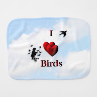 I Heart Birds / Feed the Birds Baby Burp Cloth