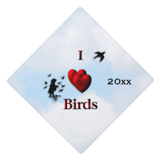 I Heart Birds / Feed the Birds Graduation Cap Topper