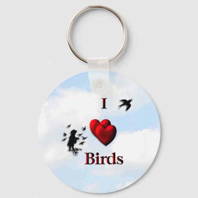 I Heart Birds / Feed the Birds Keychain (Front)