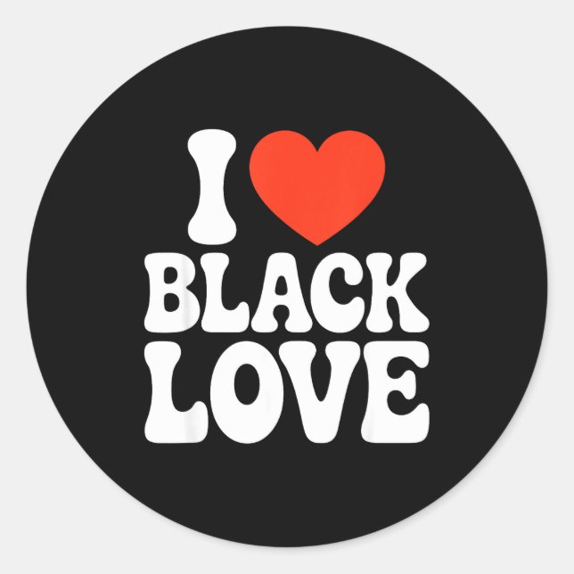 I Heart Black Love Couple Matching Couples African Classic Round Sticker (Front)