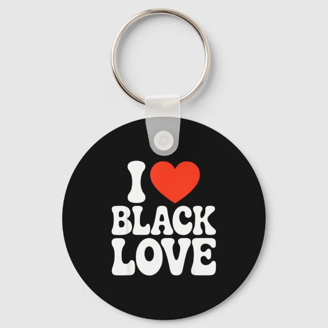 I Heart Black Love Couple Matching Couples African Keychain (Front)