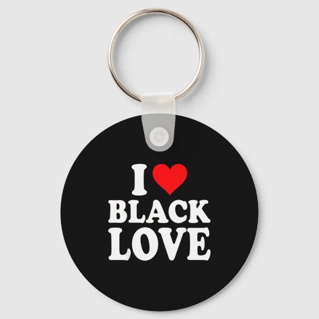 I Heart Black Love Cute Matching Couples African A Keychain (Front)