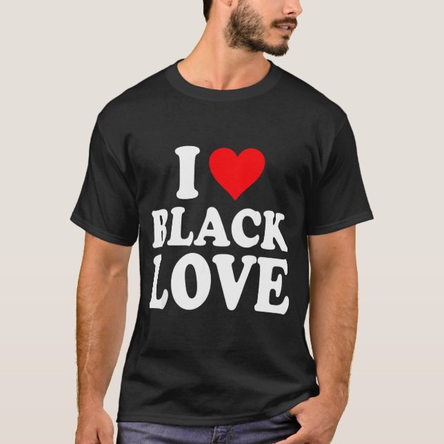 I Heart Black Love Cute Matching Couples African A T-Shirt (Front)