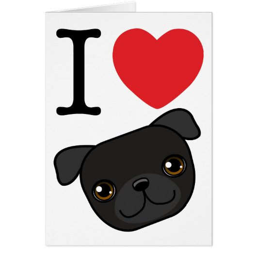 I Heart Black Pugs Cards (Front)