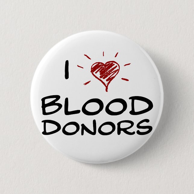 I Heart Blood Donors Button (Front)