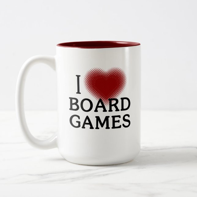 I Heart Board Games  Two-Tone Coffee Mug (Left)