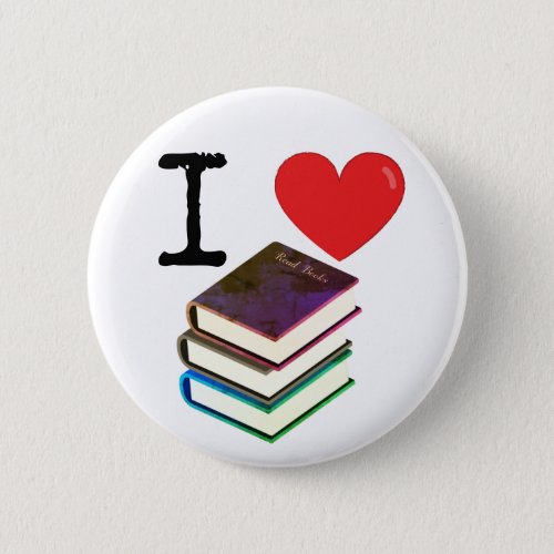 I heart books book lovers button