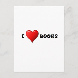 I heart books postcard