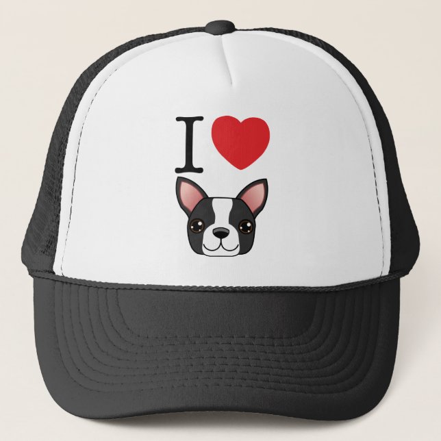 I Heart Boston Terriers Trucker Hat (Front)