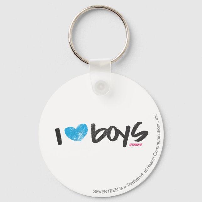 I Heart Boys Aqua Keychain (Front)