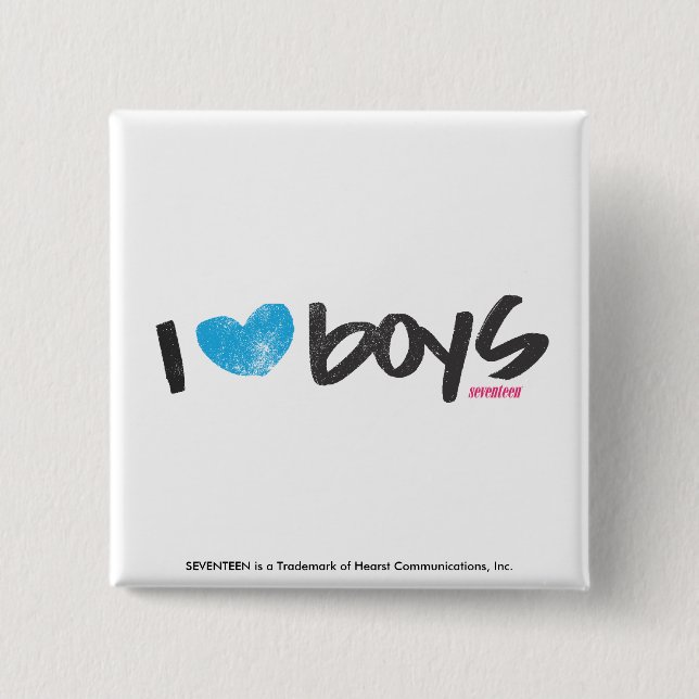 I Heart Boys Aqua Pinback Button (Front)
