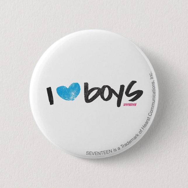 I Heart Boys Aqua Pinback Button (Front)