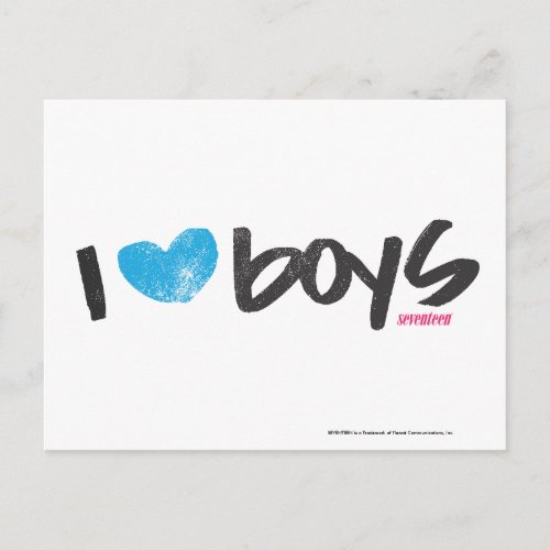 I Heart Boys Aqua Postcard