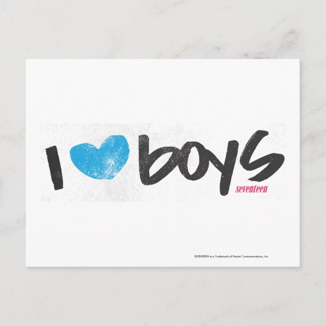 I Heart Boys Aqua Postcard (Front)