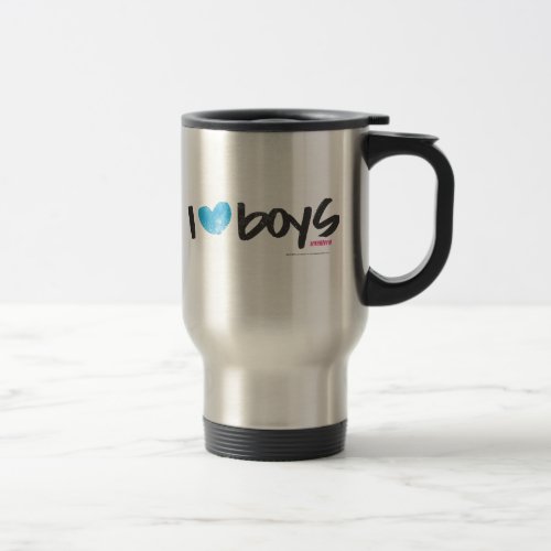 I Heart Boys Aqua Travel Mug