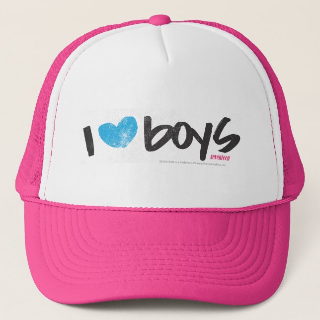 I Heart Boys Aqua Trucker Hat (Front)