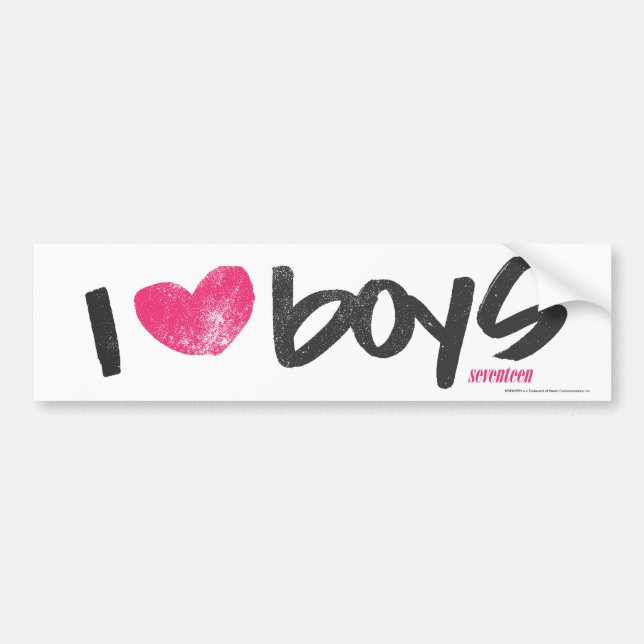 I Heart Boys Magenta Bumper Sticker (Front)