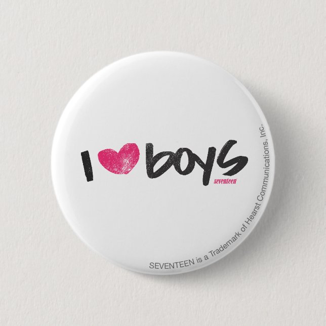 I Heart Boys Magenta Button (Front)