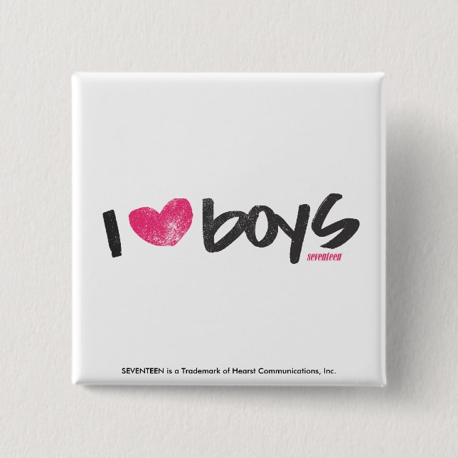 I Heart Boys Magenta Button (Front)