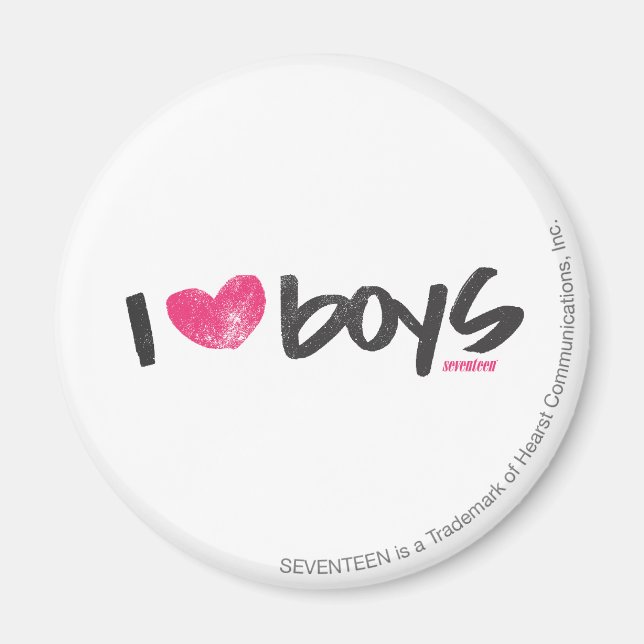 I Heart Boys Magenta Magnet (Front)
