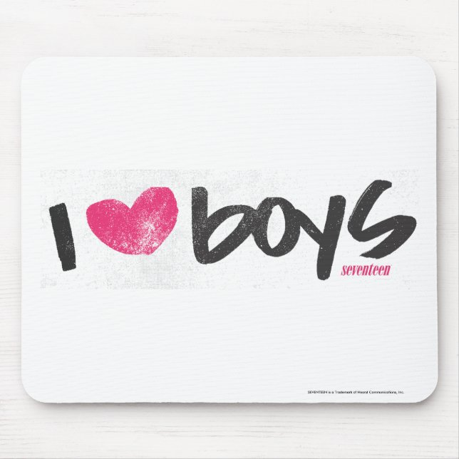 I Heart Boys Magenta Mouse Pad (Front)