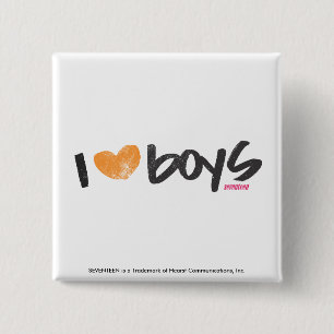 I Heart Boys Orange Button