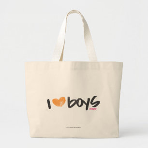 I Heart Boys Orange Large Tote Bag
