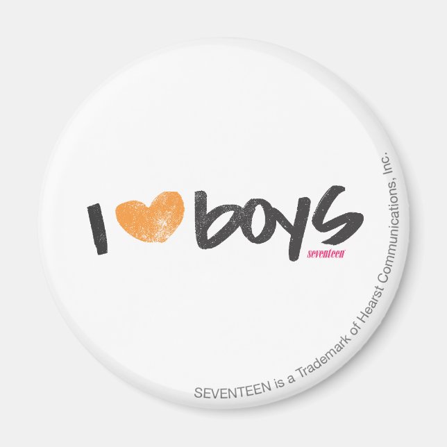 I Heart Boys Orange Magnet (Front)
