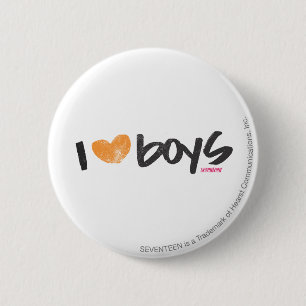 I Heart Boys Orange Pinback Button