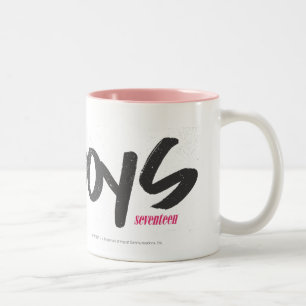 I Heart Boys Pink Two-Tone Coffee Mug